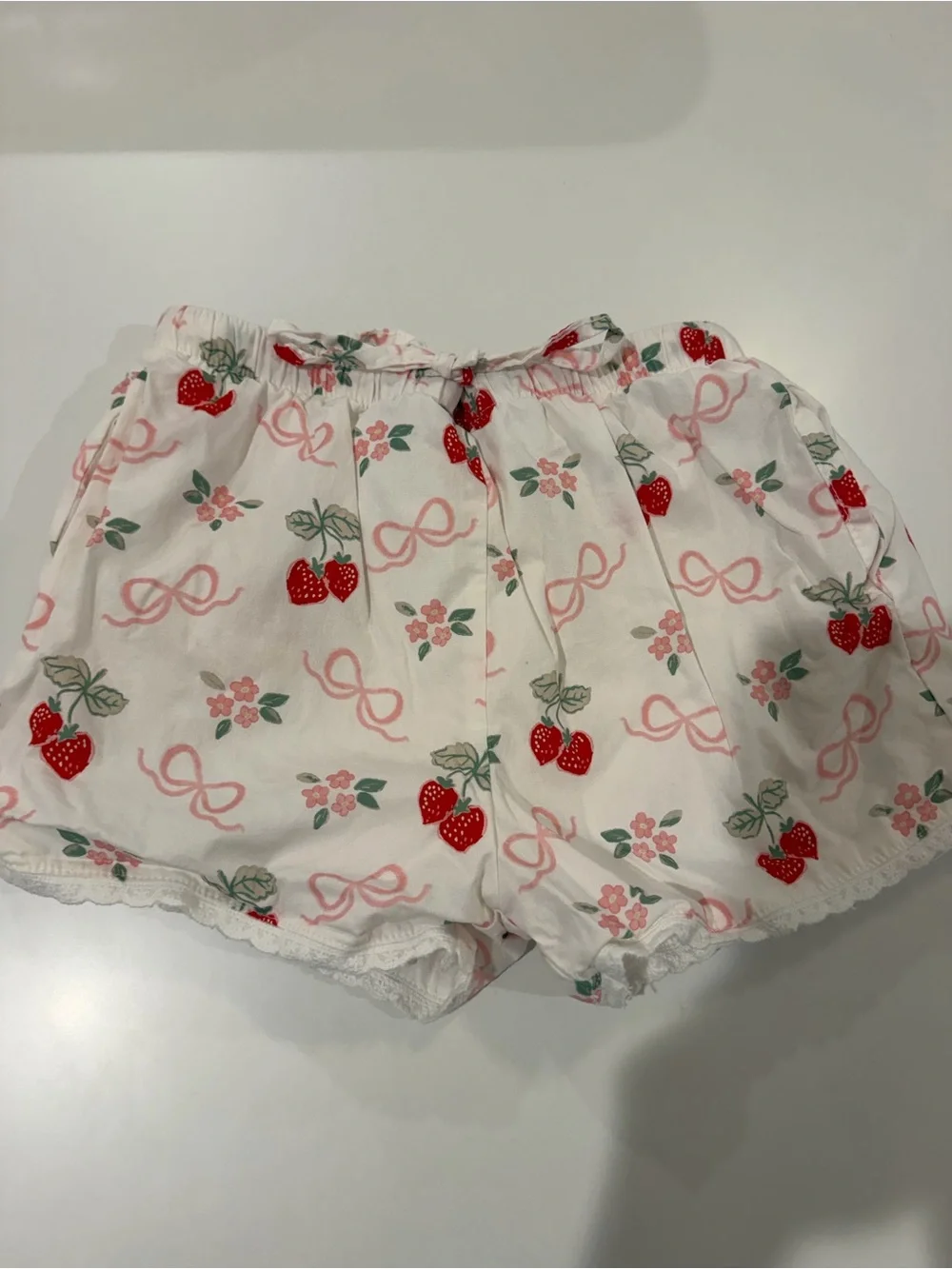 Girls' SweetHoney Red Long-Sleeve Strawberry Dress Set with Shorts Size 10 EUC